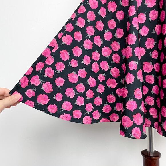 Vintage 90s Next Collection UK Rose Printed Floral Satin Circle Skirt - Picture 6 of 11